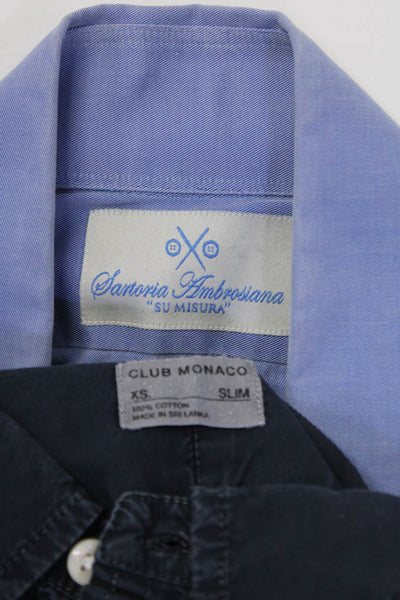 Sartoria Ambrosiana Club Monaco Mens Dress Shirts Blue Size S Lot 2