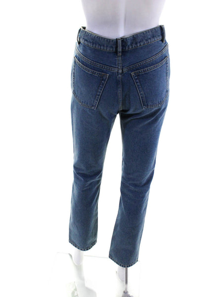 Balenciaga Womens Denim High Rise Button Fly Straight Leg Jeans Blue Size 34