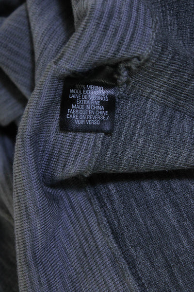 Elie Tahari Mens Merino Wool Knit V-Neck Long Sleeve Sweater Top Gray Size S