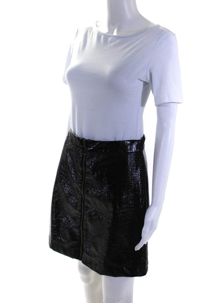 Who What Wear Women's Crinkled Faux Leather Full Zip A-line Skirt Black Size 2