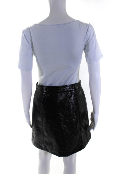 Who What Wear Women's Crinkled Faux Leather Full Zip A-line Skirt Black Size 2