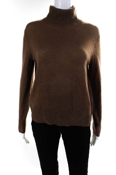 360 Cashmere Womens Knit Cashmere Turtleneck Long Sleeve Sweater Brown Size XS