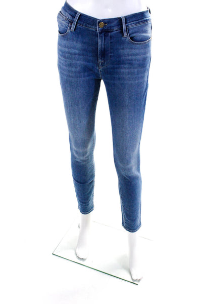 Frame Womens Stretch Denim Zip Up High Rise Skinny Jeans Pants Blue Size 26