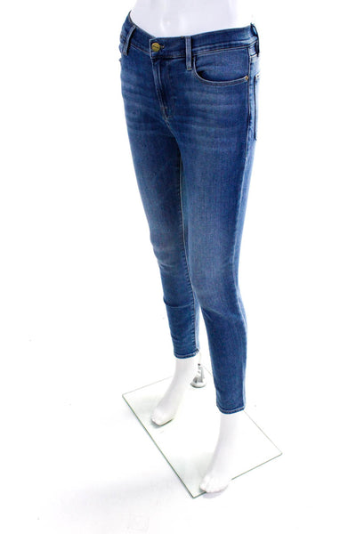 Frame Womens Stretch Denim Zip Up High Rise Skinny Jeans Pants Blue Size 26