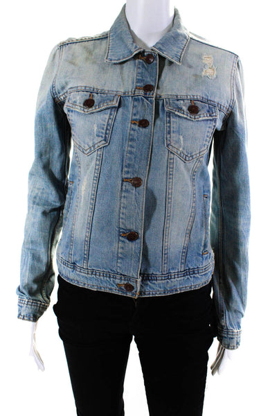 Z1975 Zara Basic Department Denim Womens Button Up Jean Jacket Blue Size S