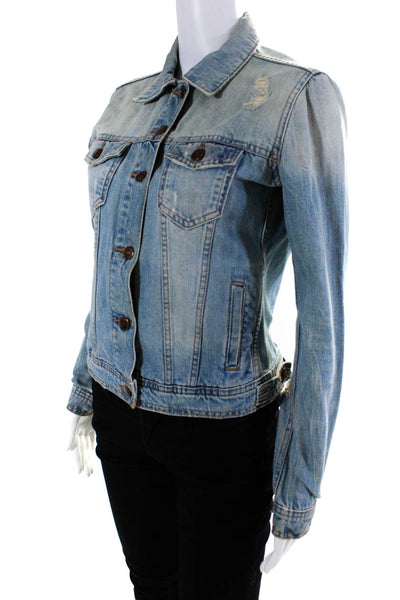 Z1975 Zara Basic Department Denim Womens Button Up Jean Jacket Blue Size S