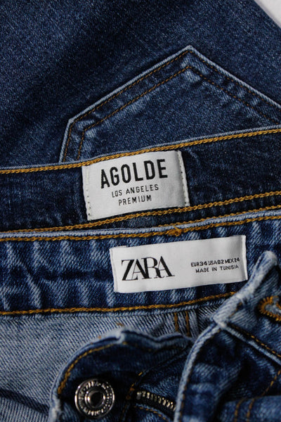 Agolde Zara Womens Straight & Skinny Jeans Pants Blue Size 2 24 Lot 2