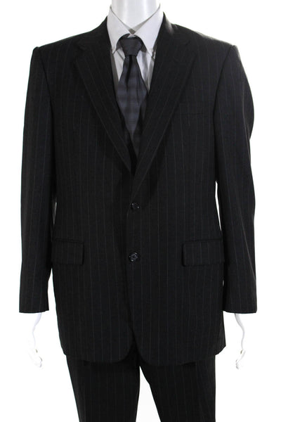 Hickey Freeman Men's Wool Pinstripe Two Piece Suit Gray Size 40