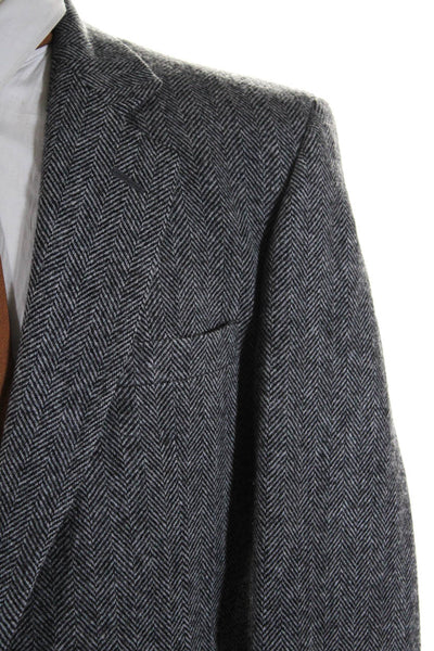 C&R Clothiers Men's Wool Herringbone Print Two-Button Suit Jacket Gray Size 42