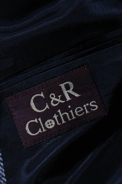 C&R Clothiers Men's Wool Herringbone Print Two-Button Suit Jacket Gray Size 42