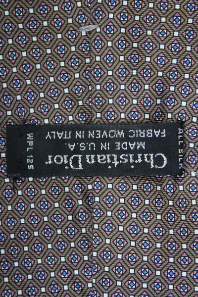 Christian Dior Men's Silk Abstract Print Neck Tie Brown O/S