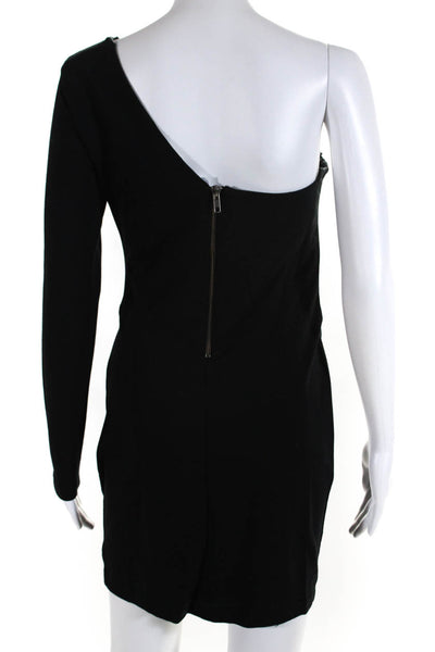 Parker Womens Back Zip Long Sleeve One Shoulder Mini Dress Black Size Medium