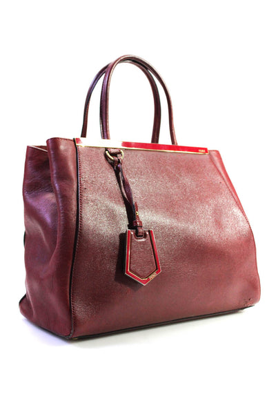 Fendi Womens Single Strap Double Handle 2jours Framed Logo Shoulder Handbag Red