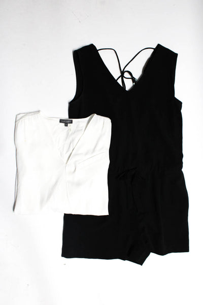 Vince Camuto Zara Basic Womens V Neck Blouse Romper White Black Size XS S Lot 2