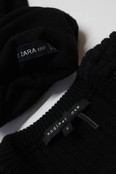 Zara Knit Endless Rose Womens Long Sleeve Turtleneck Sweaters Black Size S Lot 2