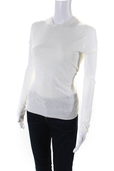 Alexander Wang Women's Round Neck Long Sleeves Blouse White Size S