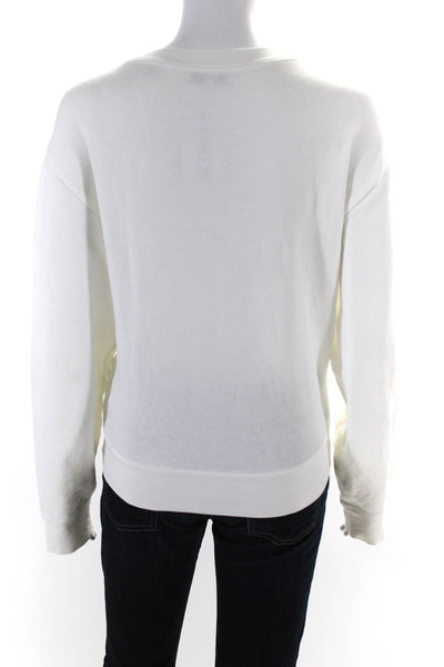 Vince Women's Crewneck Long Sleeves Pullover Sweatshirt White Size L