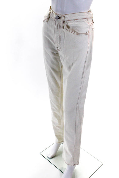 Frame Women's High Waist Five Pockets Straight Leg Pant White Size 26