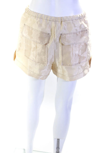 Ganni Womens Drawstring Waist Casual Sheer Pocket Shorts Beige White Size 36