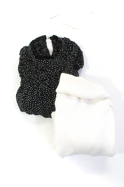 Zara Women's Turtleneck Long Sleeves Pullover Sweater White Size S Lot 2