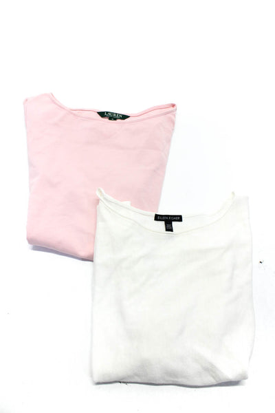 Lauren Ralph Lauren Eileen Fisher Women's Basic Tees Pink White Size XS M Lot 2