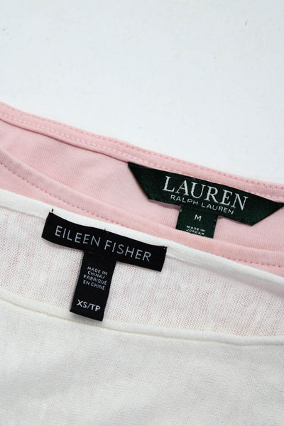 Lauren Ralph Lauren Eileen Fisher Women's Basic Tees Pink White Size XS M Lot 2