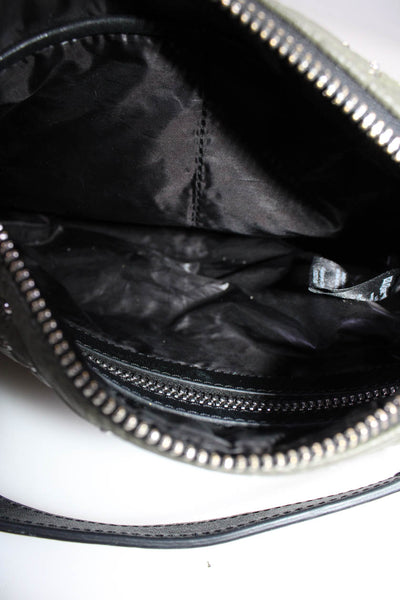 Sonia Rykiel Women's Leather Trim Studded Zip Crossbody Bag Green