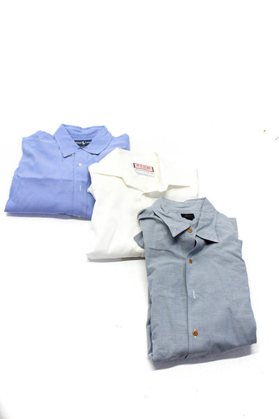 J Crew Ralph Lauren Men's Long Sleeve Button Down Shirts Blue White Size L Lot 3