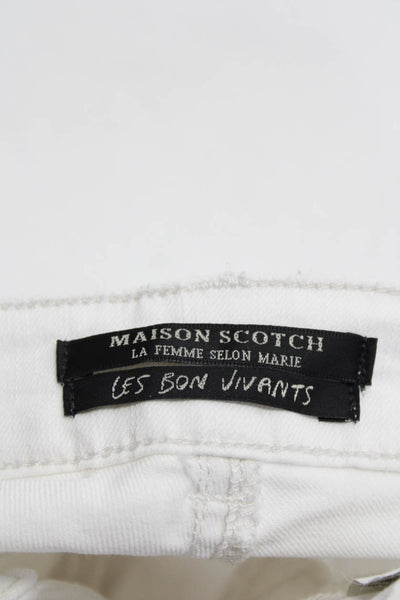 Maison Scotch Women's Striped Mid Rise Skinny Jeans White Size 25