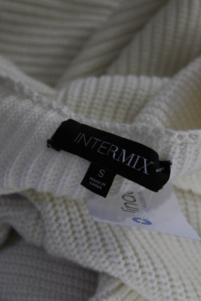 Intermix Womens Wool Thick-Knit Long Sleeve Boat Neck Sweater Ivory White Size S