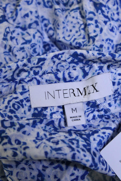 Intermix Women's Collar Long Sleeves Button Down Shirt Floral Size M