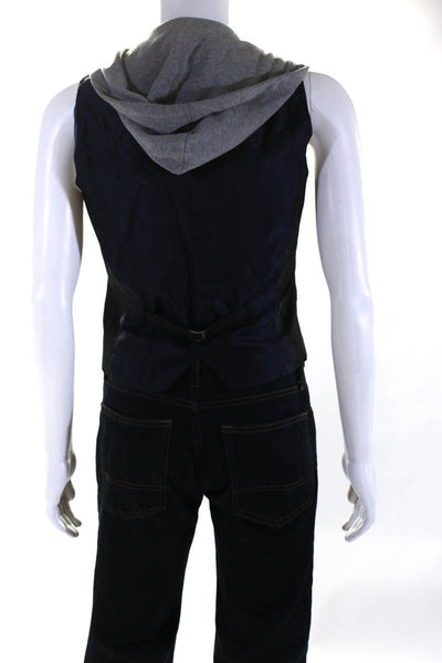 Antony Morato Mens Cotton Pin Striped Hooded Button Up Vest Black Size S