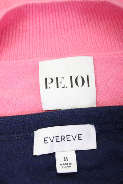Evereve P.E. 101 Womens Crew Neck Pullover Sweaters Blue Pink Size M 3 Lot 2