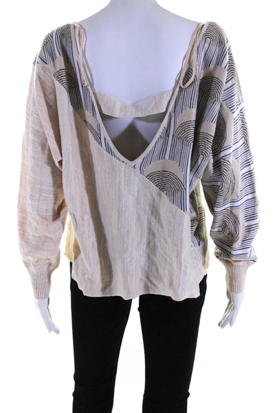 Daily Practice Womens Scoop Neck Dolman Long Sleeved Sweater Tan Gray Size M