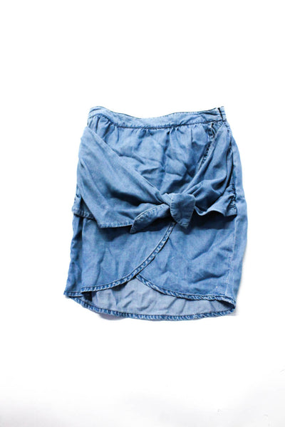 Zara Women's Chambray Wrap Mini Skirt Blue Size 4 Lot 2