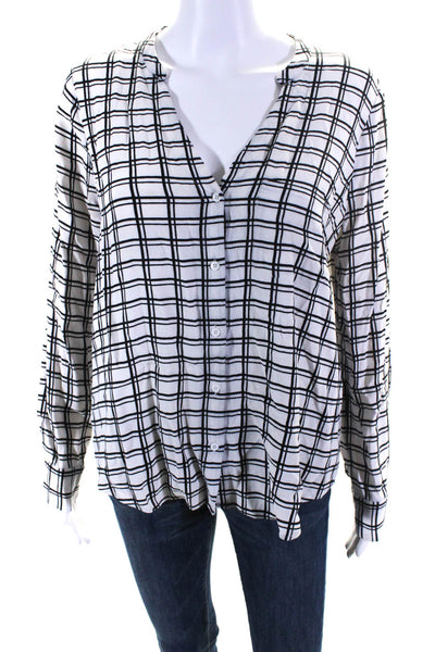 Soft Joie Women's Round Neck Long Sleeves Button Up Blouse Plaid Size M