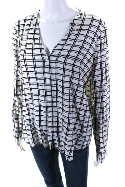 Soft Joie Women's Round Neck Long Sleeves Button Up Blouse Plaid Size M