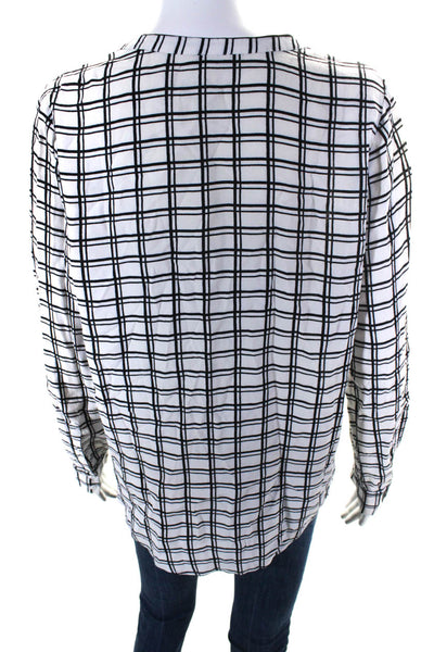 Soft Joie Women's Round Neck Long Sleeves Button Up Blouse Plaid Size M