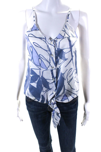 Drew Women's V-Neck Spaghetti Straps Abstract Tie Front Blouse Size S