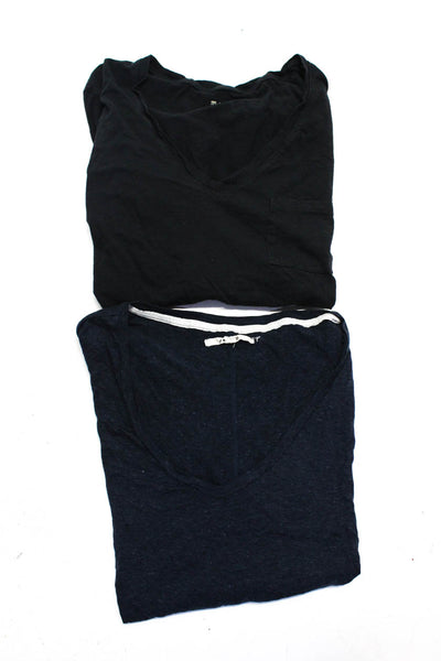 Madewell Women's V-Neck Short Sleeves Pockets T-Shirt Black Size M Lot 2