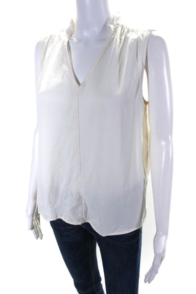 Maven West Women's V-Neck Sleeveless Blouse Cream Size S