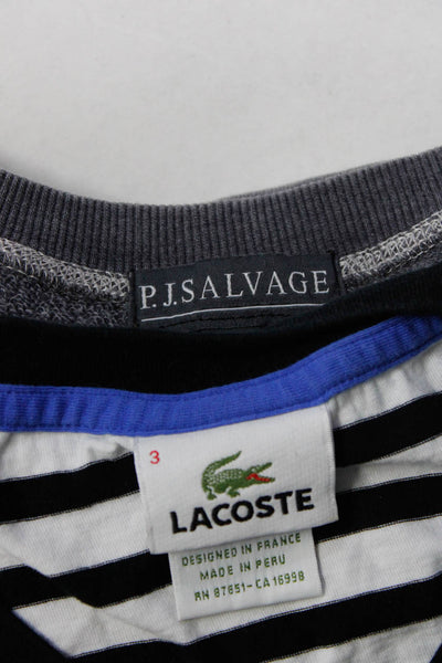 Lacoste PJ Salvage Womens Striped Shirt Sweater White Black Gray Size 3 XS Lot 2