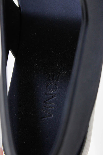 Vince Womens Colorblock Rubber Open Flat Ankle Strap Sandals Black White Size 6