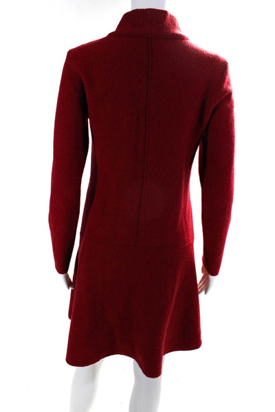 Elemente Clemente Women's Mock Neck Long Sleeves Midi Wool Dress Red Size 1