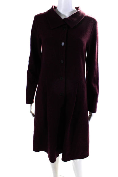 Elemente Clemente Women's Long Sleeves Button Down Midi Dress Burgundy Size 1