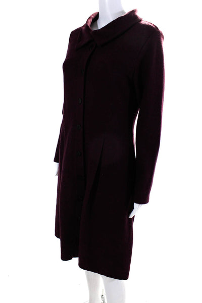 Elemente Clemente Women's Long Sleeves Button Down Midi Dress Burgundy Size 1