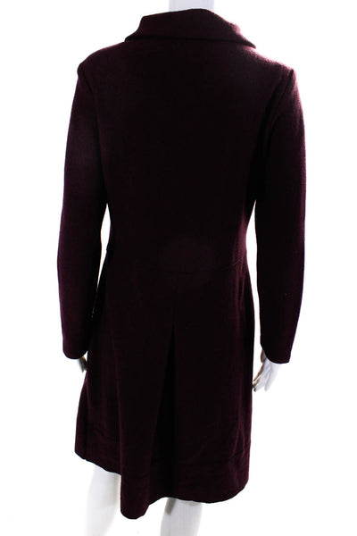 Elemente Clemente Women's Long Sleeves Button Down Midi Dress Burgundy Size 1