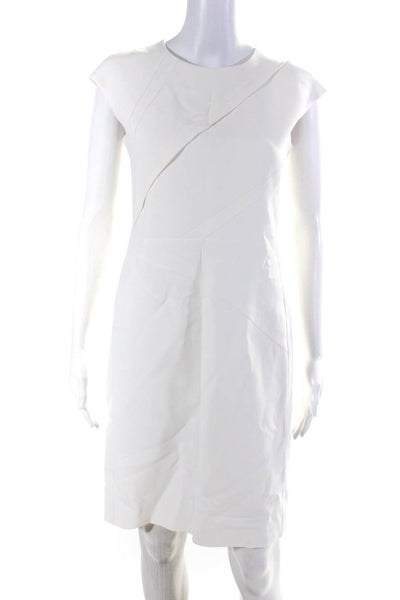 Narciso Rodriguez Womens Cap Sleeved Round Neck Short Pencil Dress White Size 40