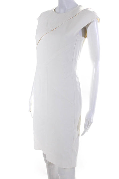 Narciso Rodriguez Womens Cap Sleeved Round Neck Short Pencil Dress White Size 40