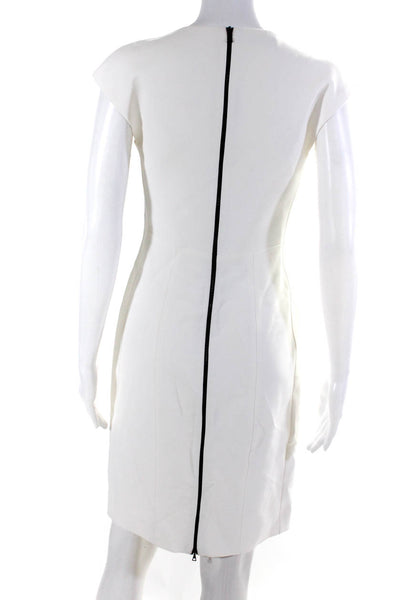 Narciso Rodriguez Womens Cap Sleeved Round Neck Short Pencil Dress White Size 40